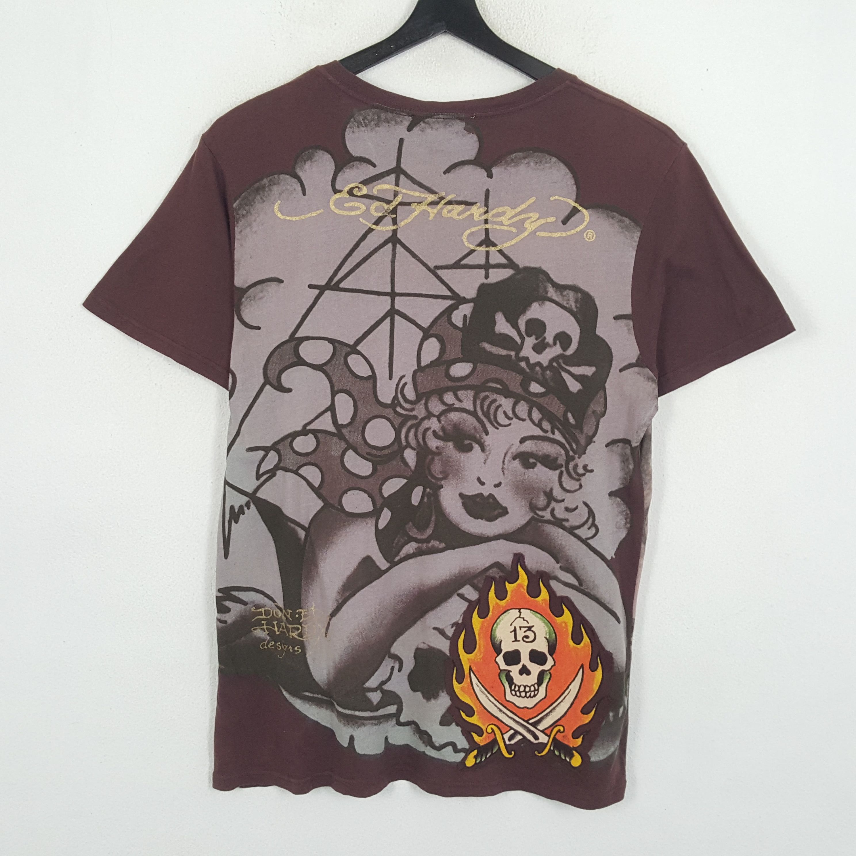Christian Audigier × Ed Hardy × Vintage ED HARDY Skulls Design Streetwear Skater Tshirt Size US L / EU 52-54 / 3 - 3 Thumbnail