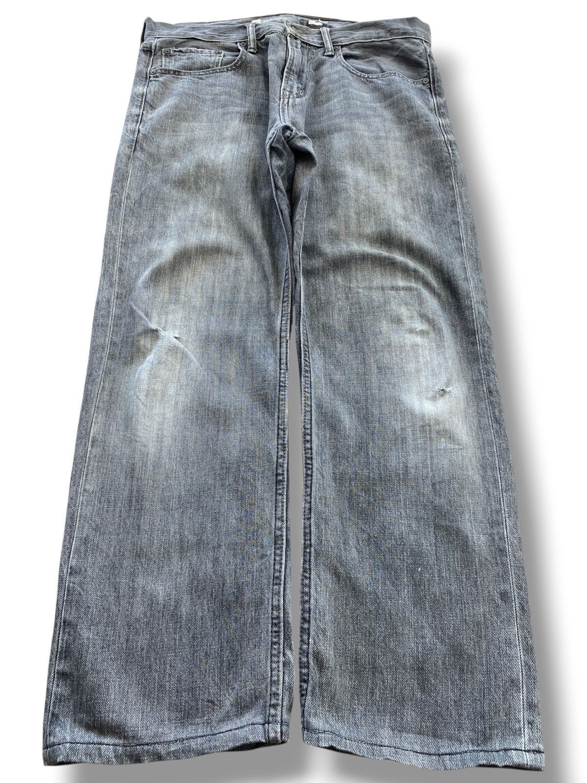 Old Navy Old Navy Grey Wash Ripped Straight Leg Style Jeans Size US 34 / EU 50 - 1 Thumbnail