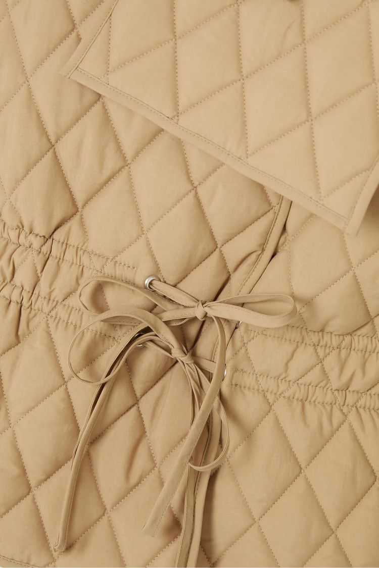 A.W.A.K.E. MODE o1tko10125 Scarf-Attached Quilted Jacket in Beige Size S / US 4 / IT 40 - 4 Thumbnail