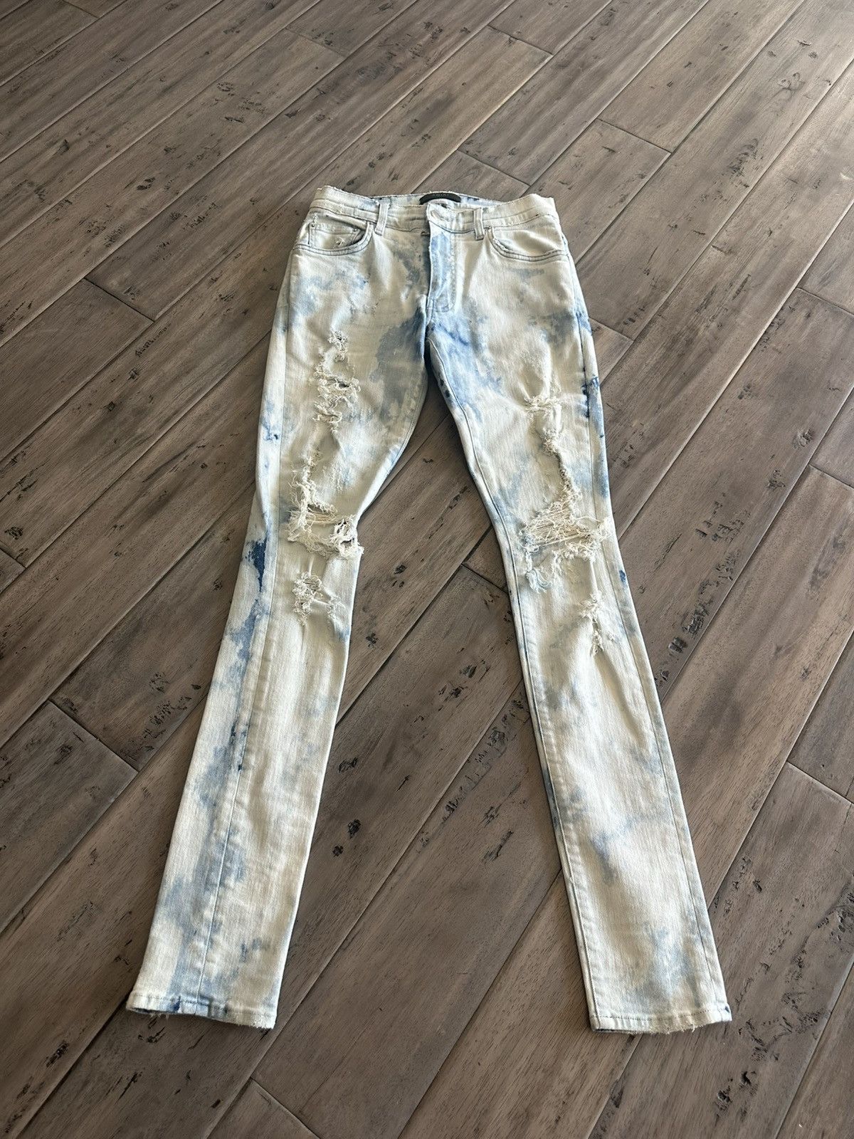 Amiri Trashed Cloud Indigo Jeans Amiri Sz 32 Size US 32 / EU 48 - 4 Thumbnail