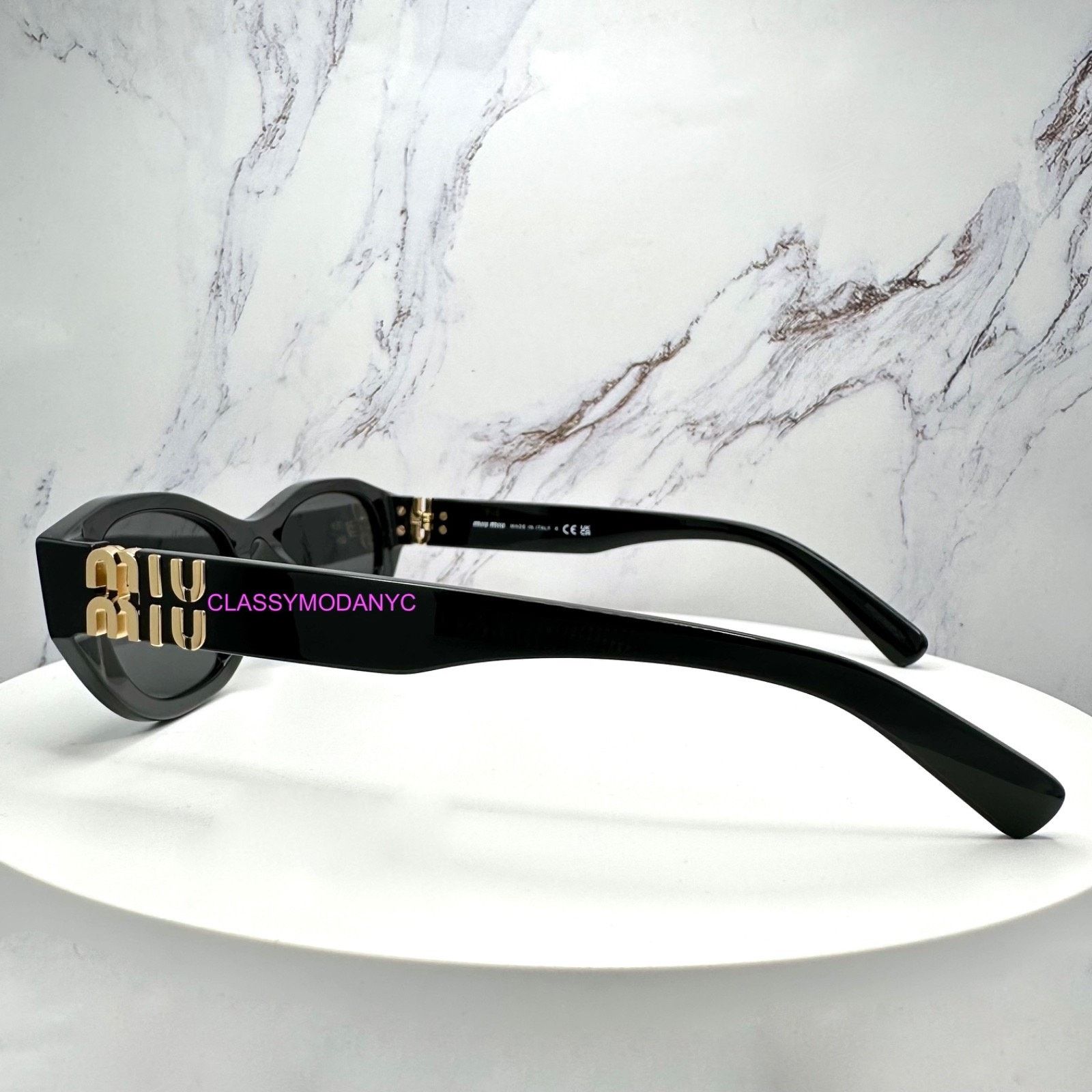 Miu Miu MIU MIU Sunglasses Black Gold Rectangle Cat Eye Authentic Size ONE SIZE - 16 Thumbnail