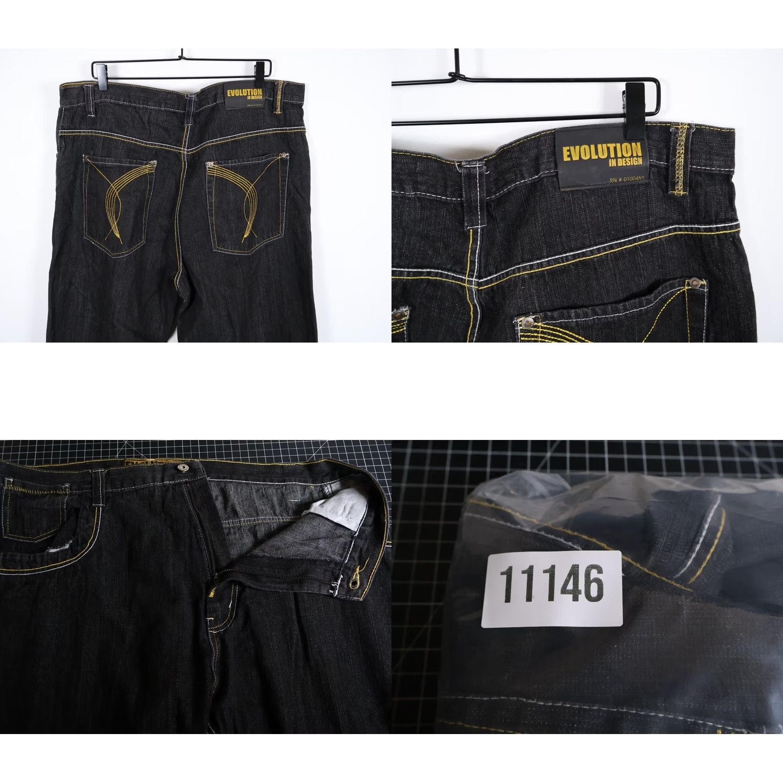Vintage VINTAGE Evolution in Design Jeans Men 38x32 Baggy Fit 90s Hip Hop Black Yellow VTG Y2K 42/34 Tag Size US 38 / EU 54 - 9 Thumbnail