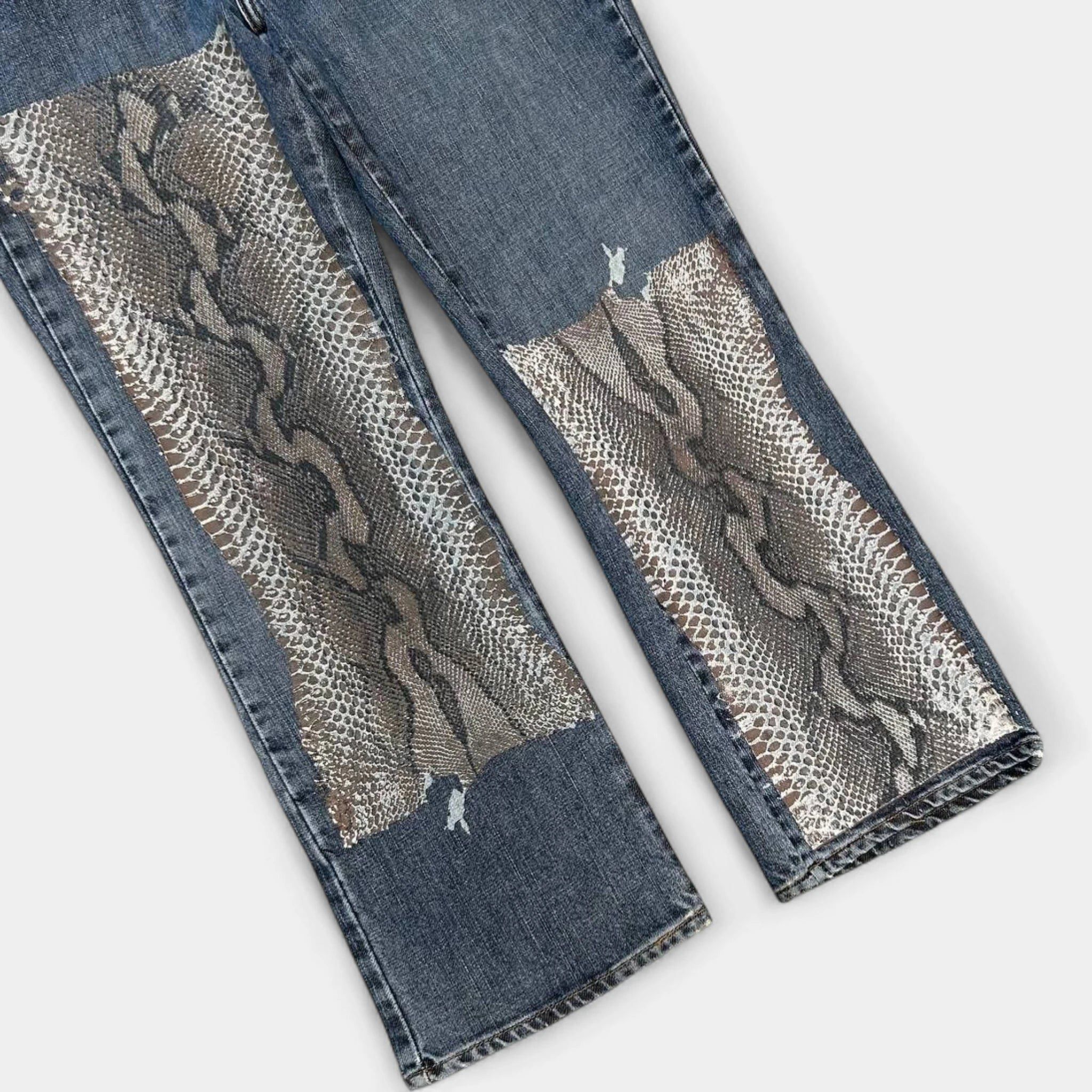 Roberto Cavalli Cavalli Snakeskin Pattern Denim Pants Size US 29 - 2 Thumbnail