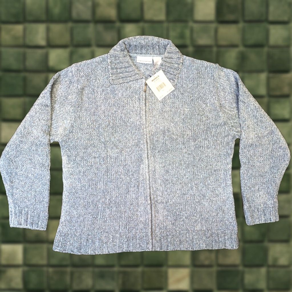Croft & Barrow NWT Kohl's Croft & Barrow Xlarge XL Dusty Blue Womens Full Zip Sweater Cardigan Size XL / US 12-14 / IT 48-50 - 1 Thumbnail