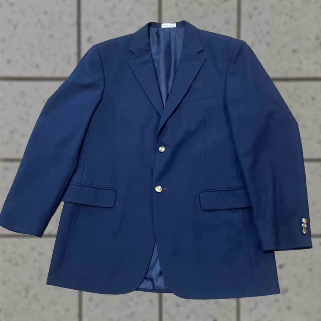 Geoffrey Beene Geoffrey Beene Blazer Mens 42 Long Blue Wool Brass Button Single-Breasted 2 Piece Sportcoat Jacket Size 42R - 1 Thumbnail