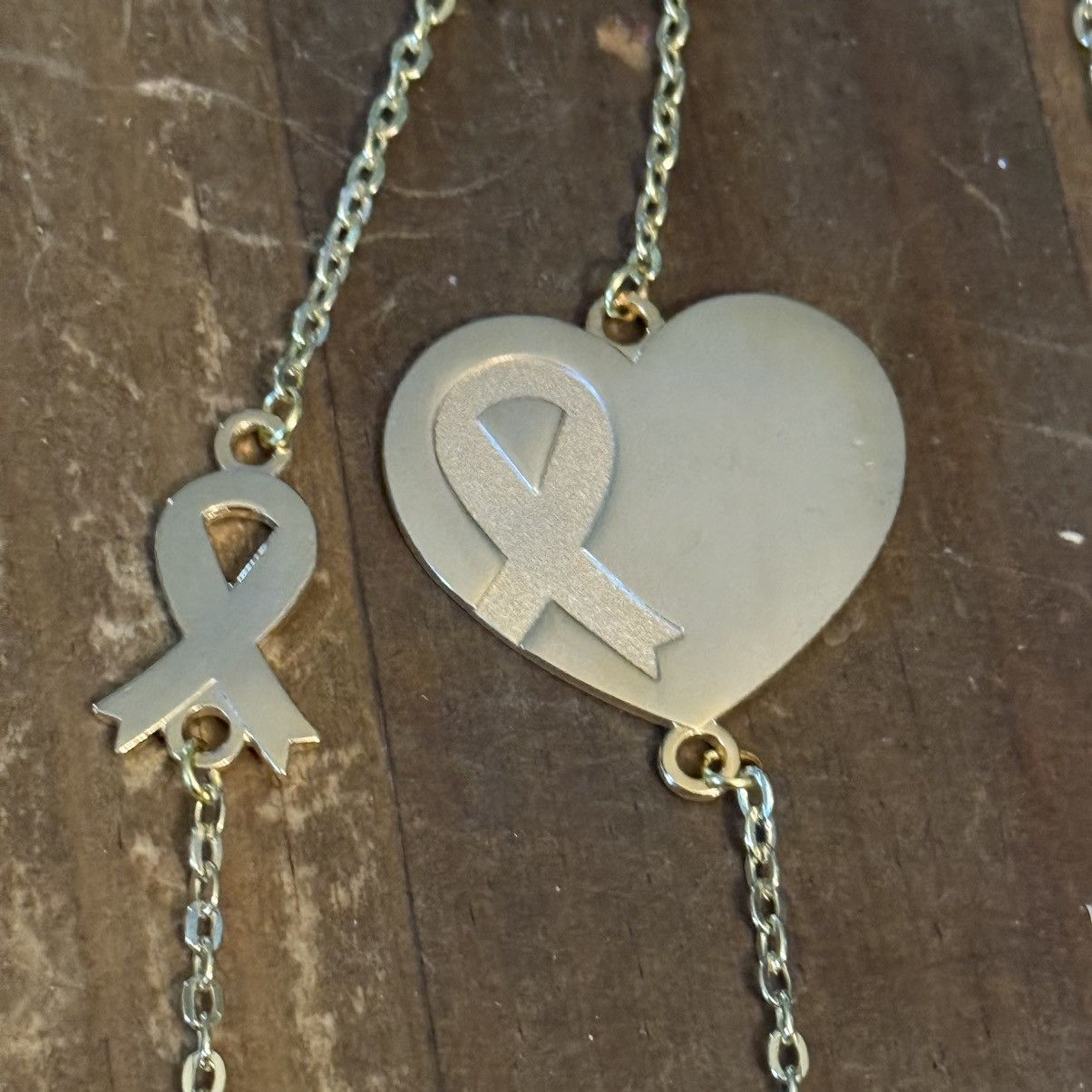 Other Long gold tone cancer ribbon awareness necklace Size ONE SIZE - 3 Thumbnail