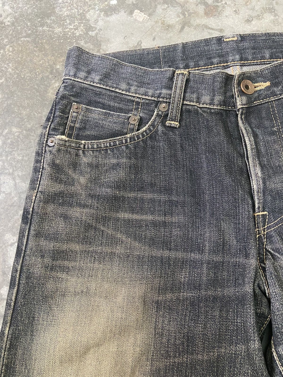Edwin × Japanese Brand Edwin 505 LowRize Fly Button Distressed Denim Size US 30 / EU 46 - 6 Thumbnail