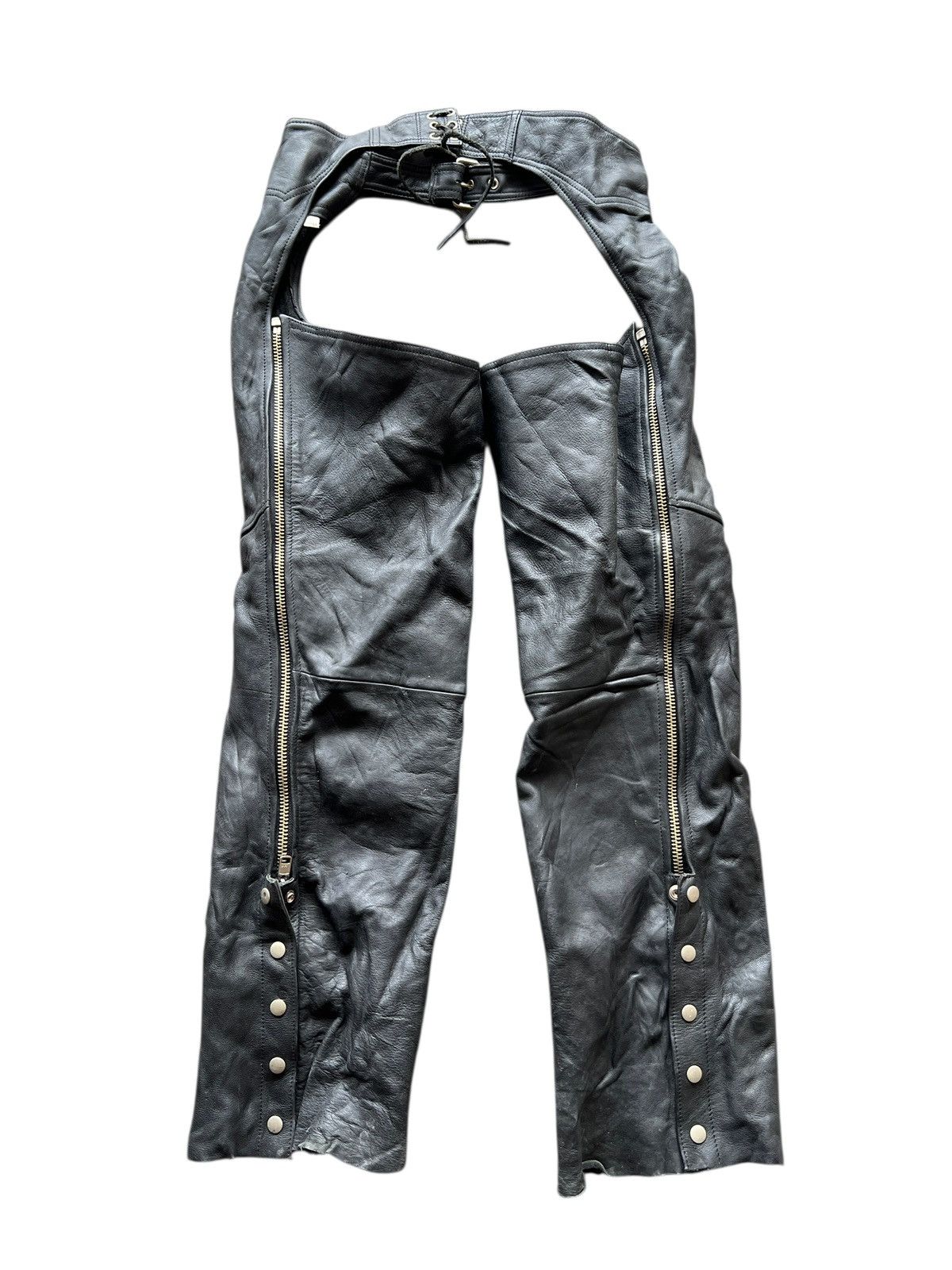 ICON Motorsports black genuine leather motorcycle chaps (Size 32-36) Size US 34 / EU 50 - 7 Thumbnail