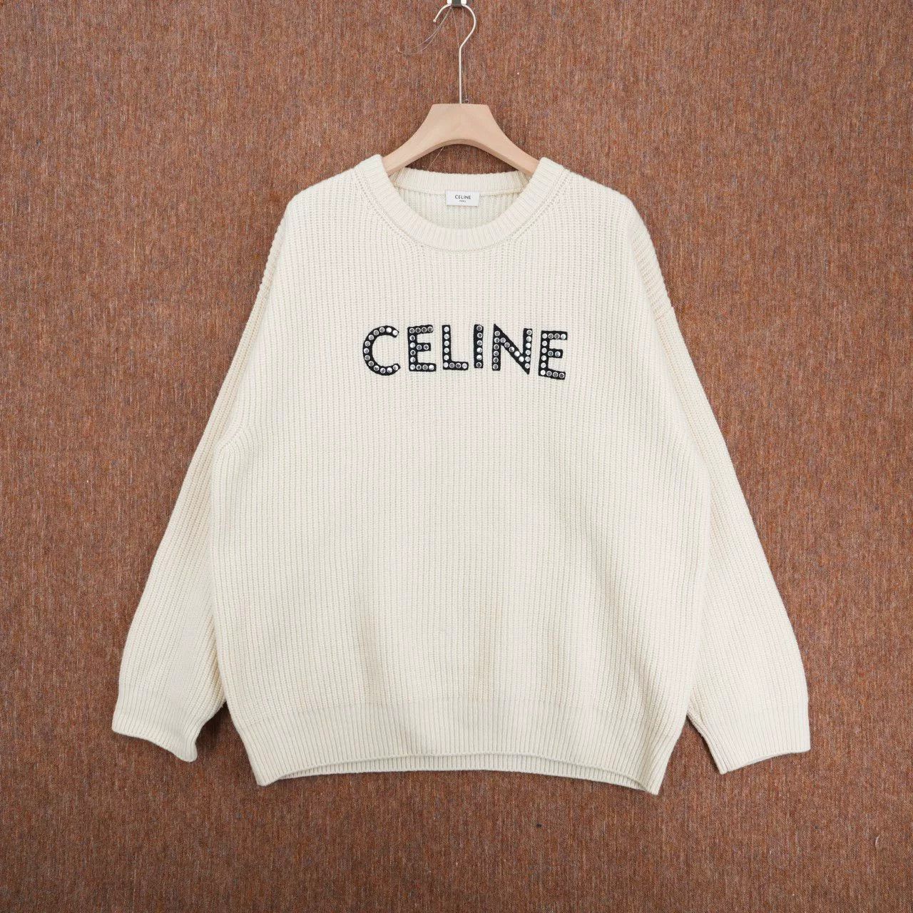 Celine Celine Studded Ribbed Wool Sweater Size S / US 4 / IT 40 - 1 Thumbnail
