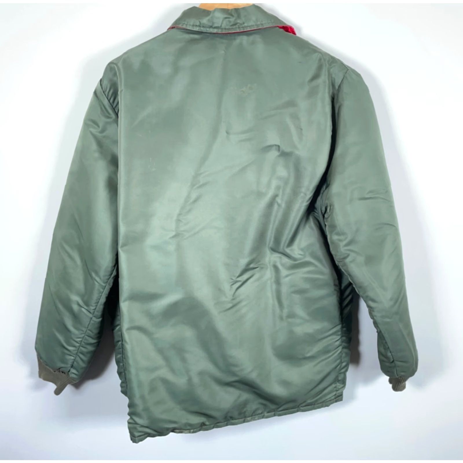 Vintage VINTAGE 60s Reversible Padded Bomber Jacket Mens 2XL Green Red C&C Crown Zipper Nylon Size US XXL / EU 58 / 5 - 2 Thumbnail