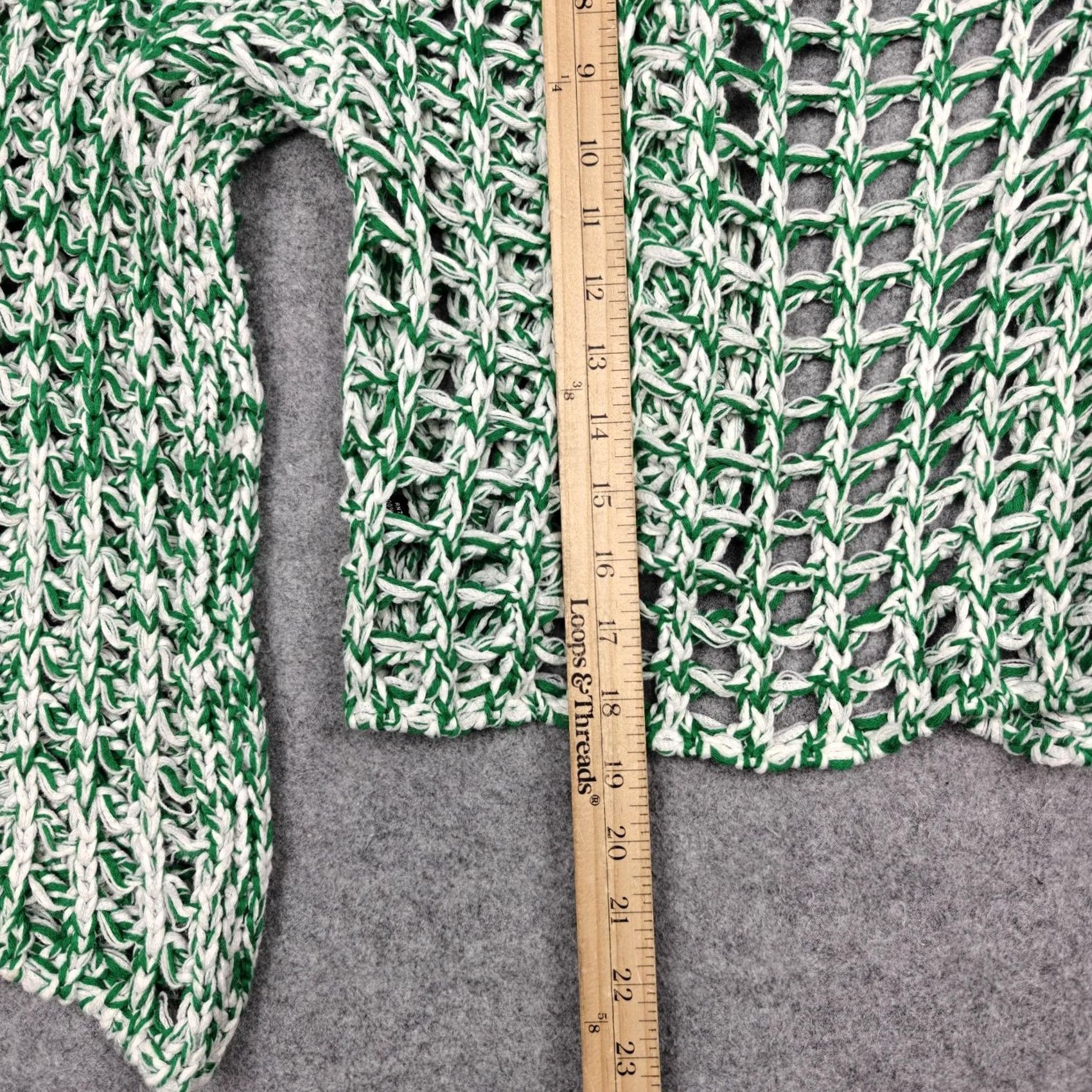 Anthropologie Maeve Anthropologie Cardigan Womens One Size Green Crochet Bell Sleeve Knitting Open-Knit Lightweight Casual Geometric Vintage No Size ONE SIZE - 7 Thumbnail