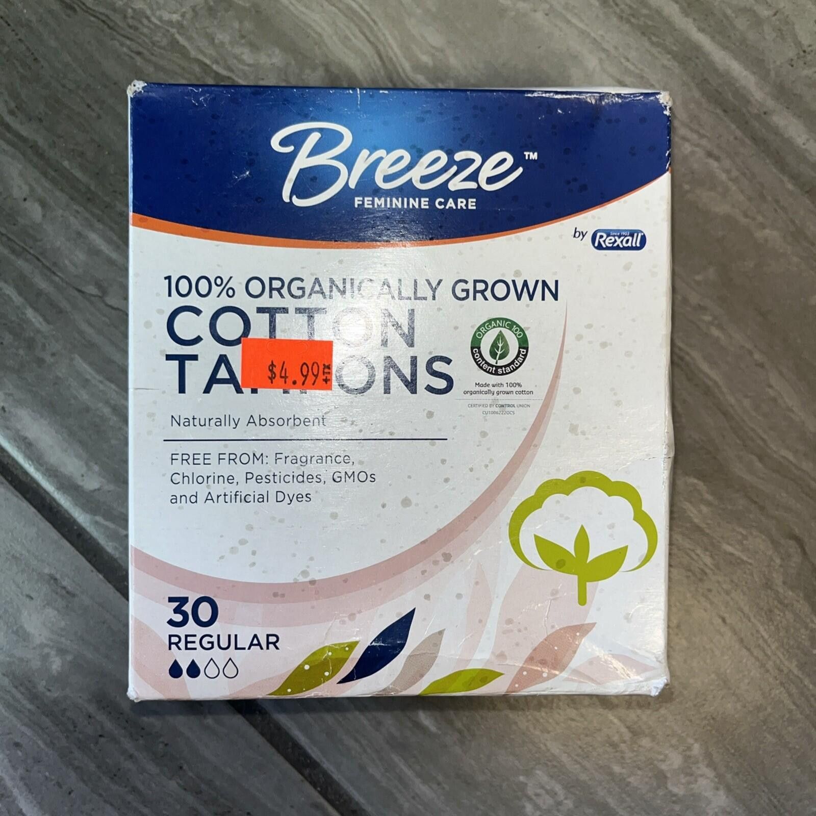 Breezy Excursion Breeze Feminine Care 100% Organically Tampons 30 Regular Size ONE SIZE - 1 Thumbnail