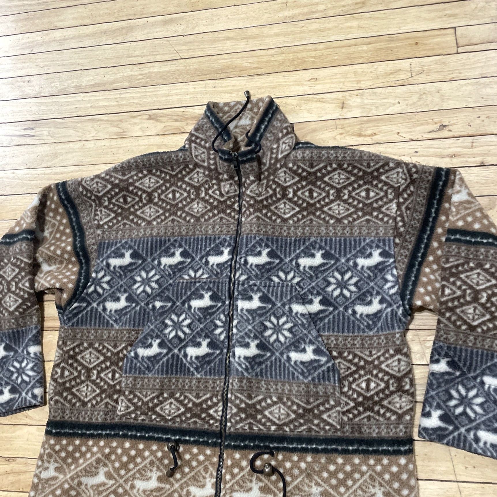 Vintage VINTAGE Slyll New York Sherpa Fleece Sweater Men L Brown Gray Deer Nordic Tribal 90s Full Zip Size US L / EU 52-54 / 3 - 4 Thumbnail