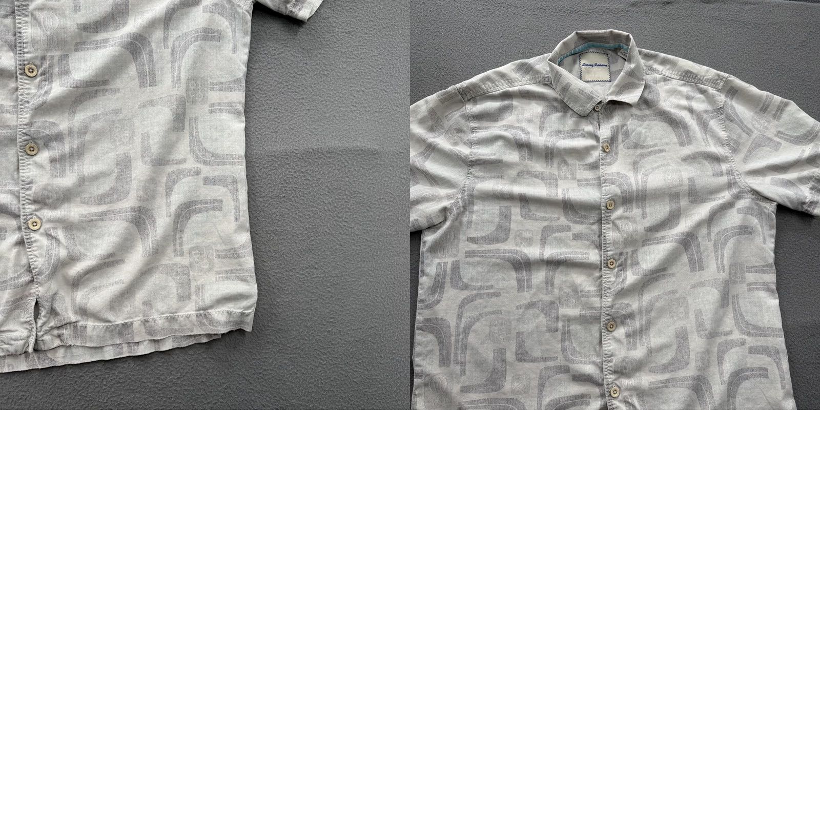 Tommy Bahama Tommy Bahama Shirt Mens Medium Gray Geometric 100% Silk Short Sleeve Button Up Size US M / EU 48-50 / 2 - 8 Thumbnail