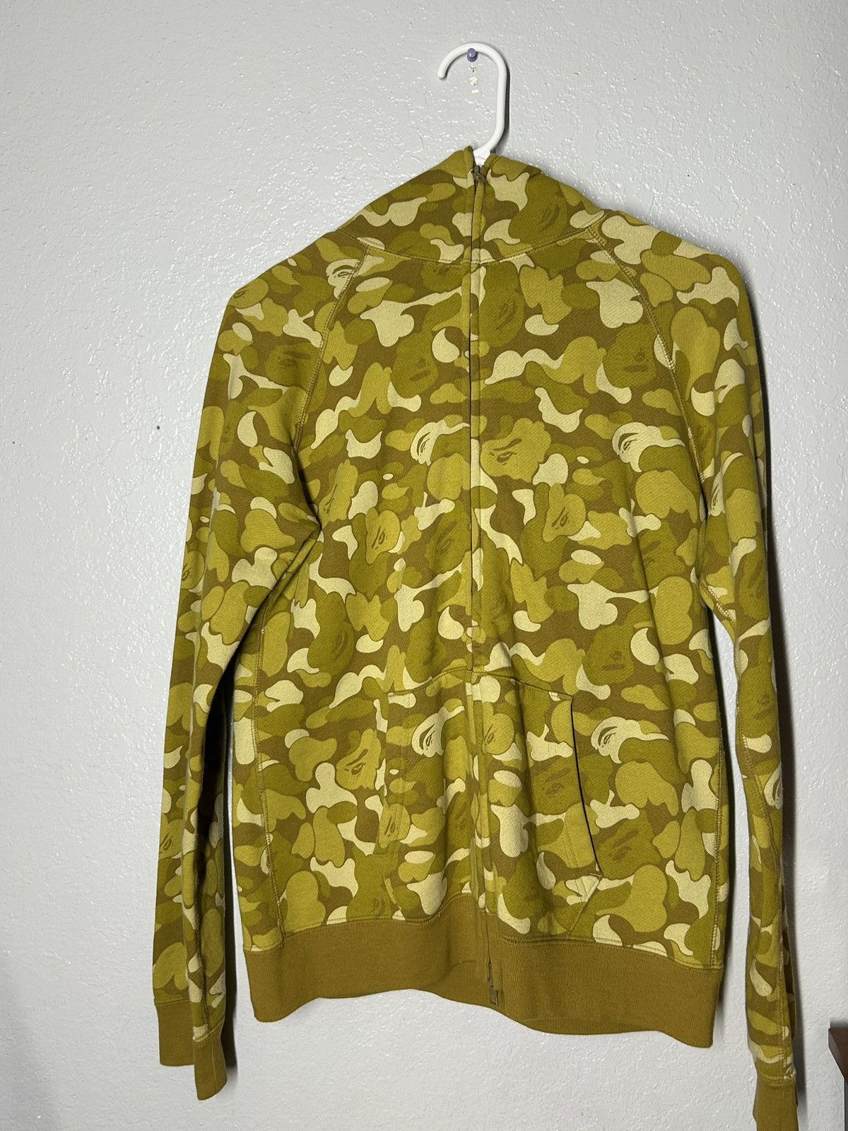 Image of Bape Gold Card Camo Full Zip Hoodie in Yellow, Women's (Size Small)