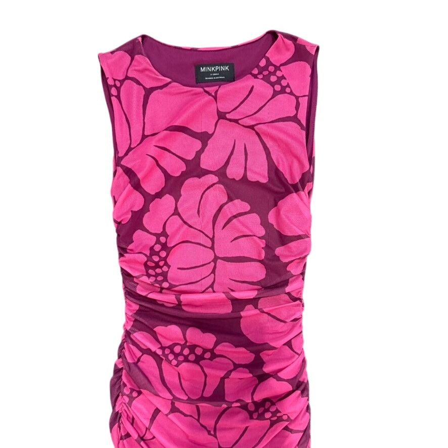 MINKPINK Persephone Mesh Midi Dress in Pink, Size XS