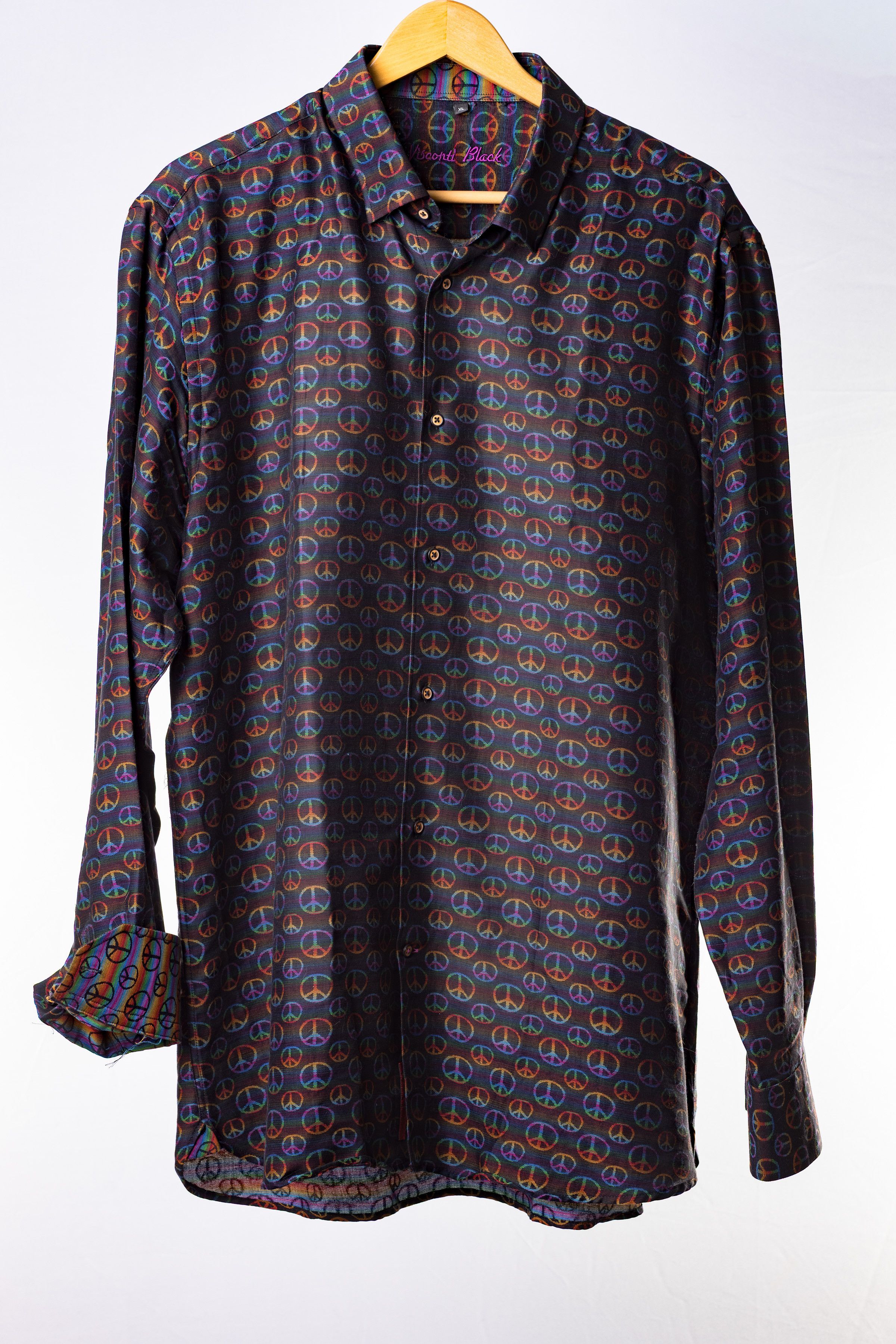 Luchiano Visconti Visconti “Peace” Dress Shirt – XL, Rainbow Contrast Cuffs Size US XL / EU 56 / 4 - 2 Thumbnail