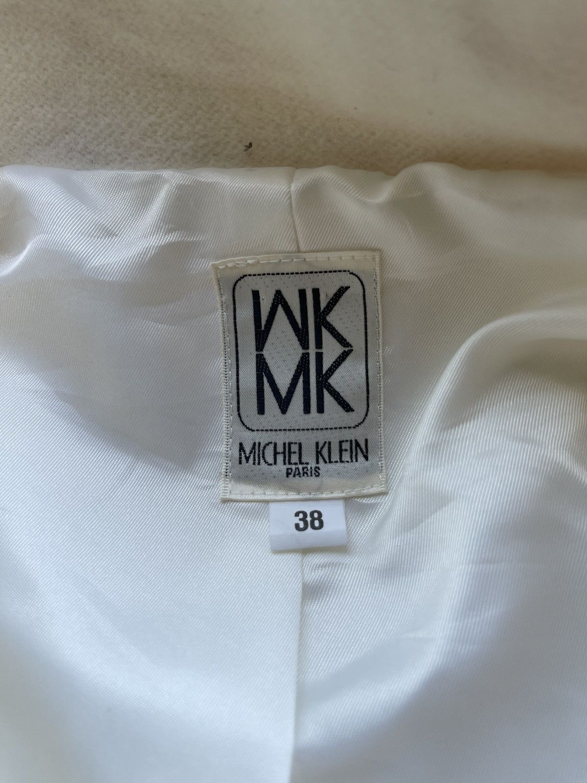 Designer Michel Klein Paris WKMK White Wool Blend Jacket Size S / US 4 / IT 40 - 20 Thumbnail