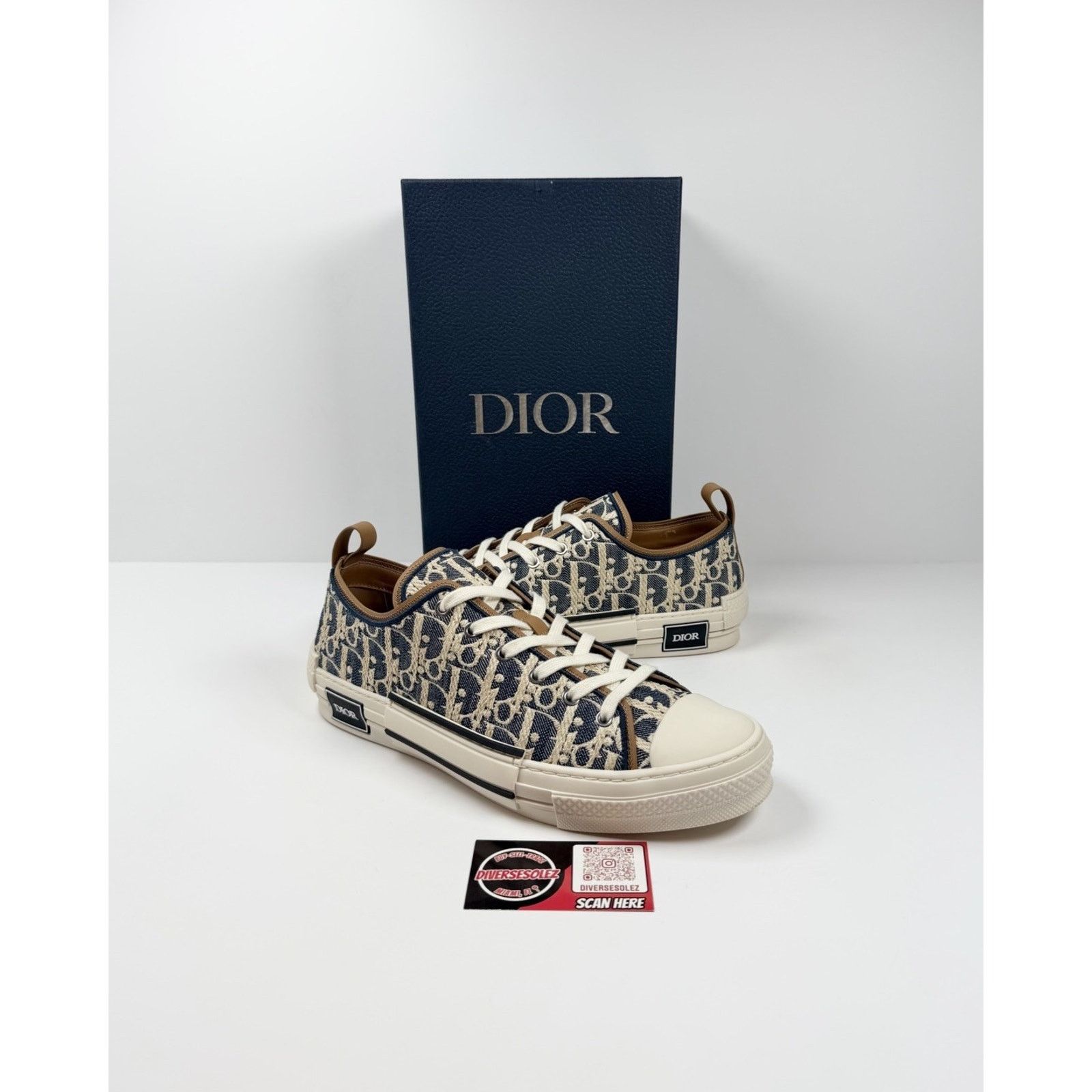 Size 45EU/12US - Dior B23 Denim Blue Brown Low Top NEW!