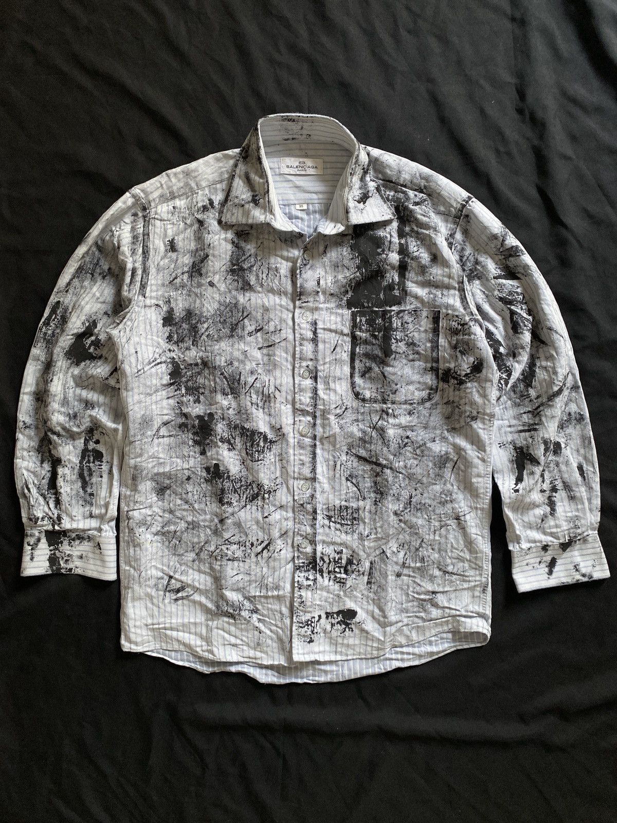 Vintage Balenciaga Trompe l’oeil Painted BB Logo Buton Shirt