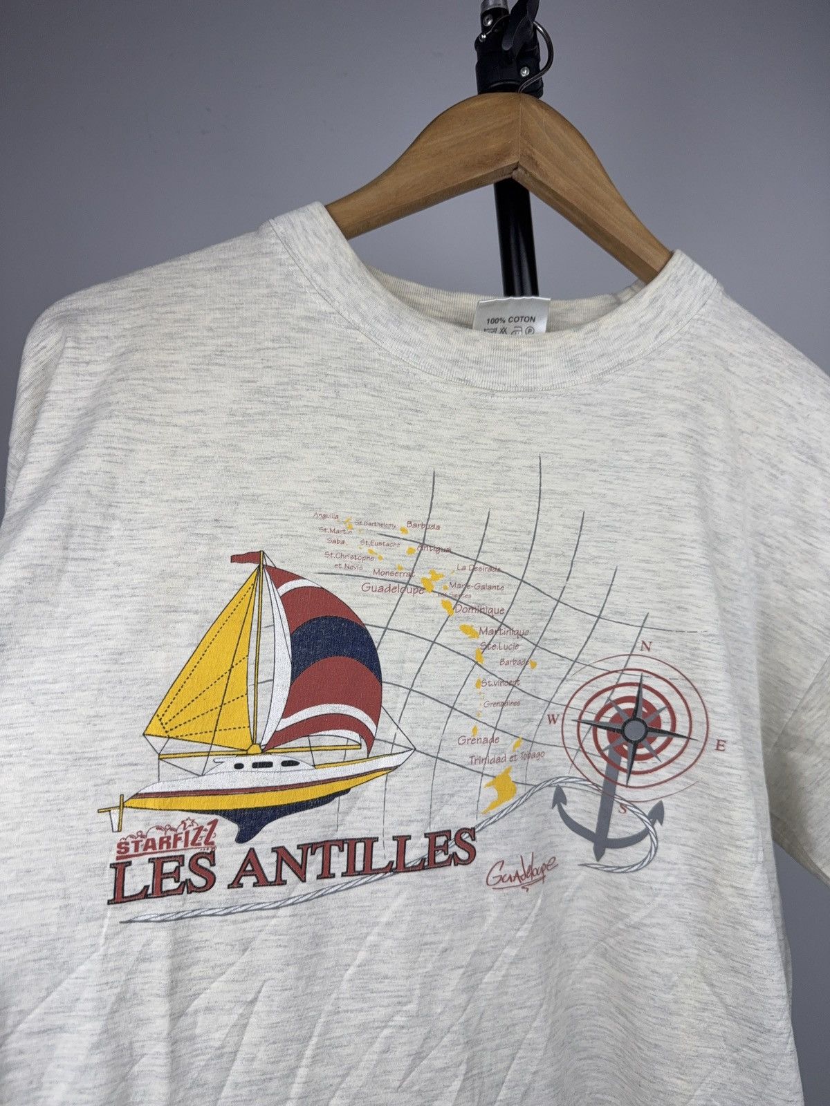 Vintage 90s Vintage Les Antilles Guadeloupe Sailboat Travel T-Shirt Size US M / EU 48-50 / 2 - 5 Thumbnail
