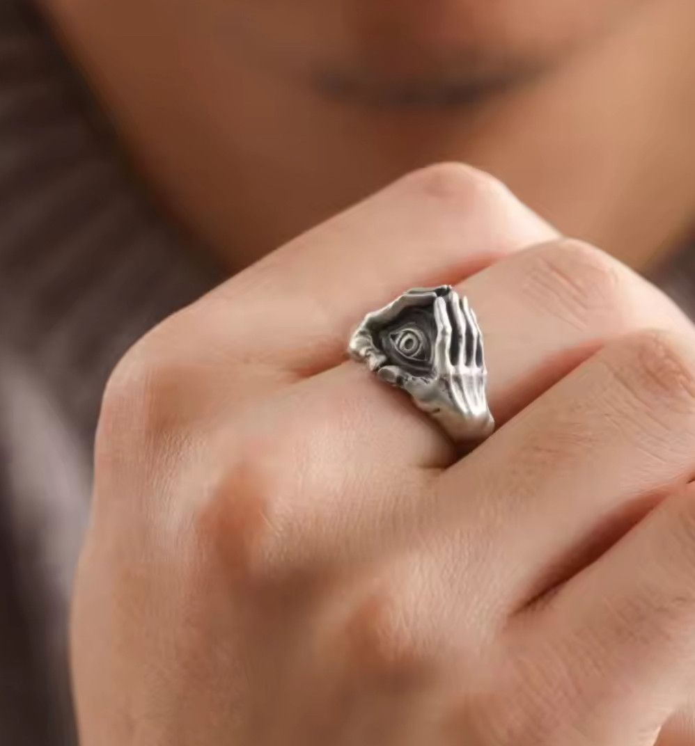 Japanese Brand Rare Retro Eclipsed Omnisigh Guardian Eye Hands Ring Size 10 Size ONE SIZE - 3 Thumbnail