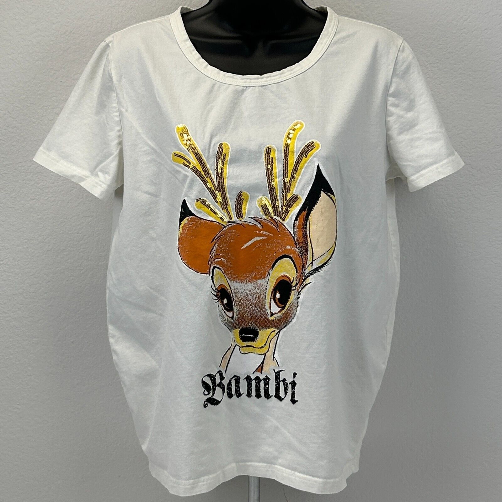 Sugar Bambi T Shirt Walt Disney Movie Sequins White Womens L Size L / US 10 / IT 46 - 2 Thumbnail