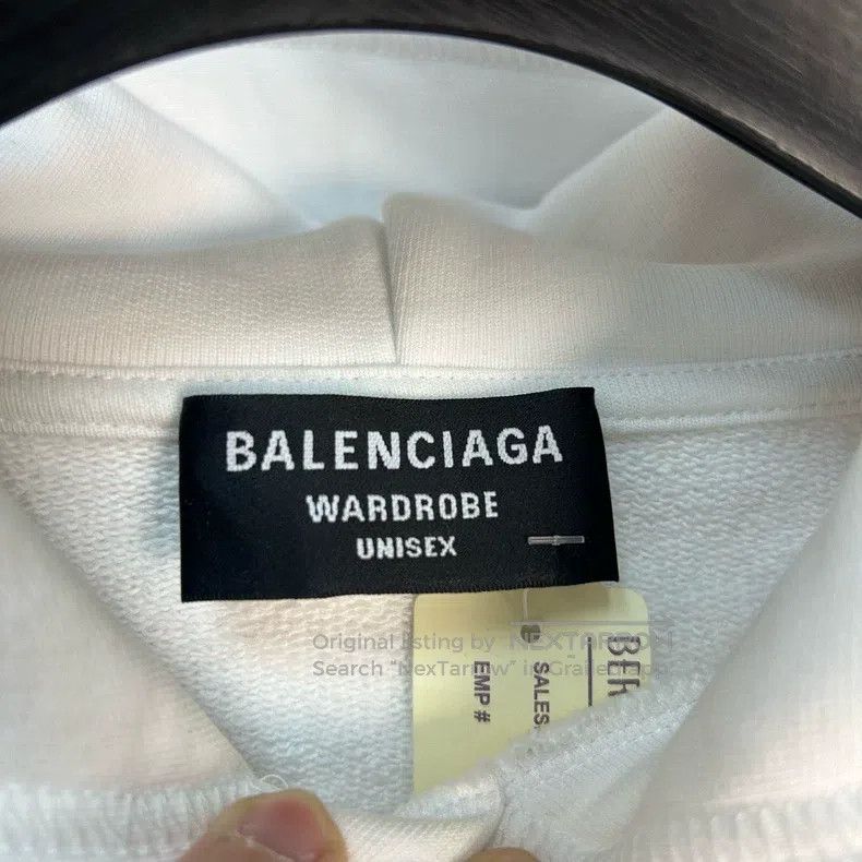 Balenciaga Balenciaga White Printed Logo Hoodie Size US S / EU 44-46 / 1 - 3 Thumbnail