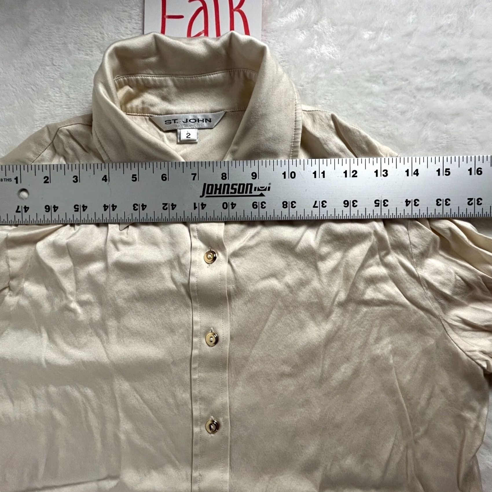 St. John St. John Beige Silk Blend Long Sleeve Button-Down Blouse Size 2 Casual Womens Shirt Size XS / US 0-2 / IT 36-38 - 6 Thumbnail