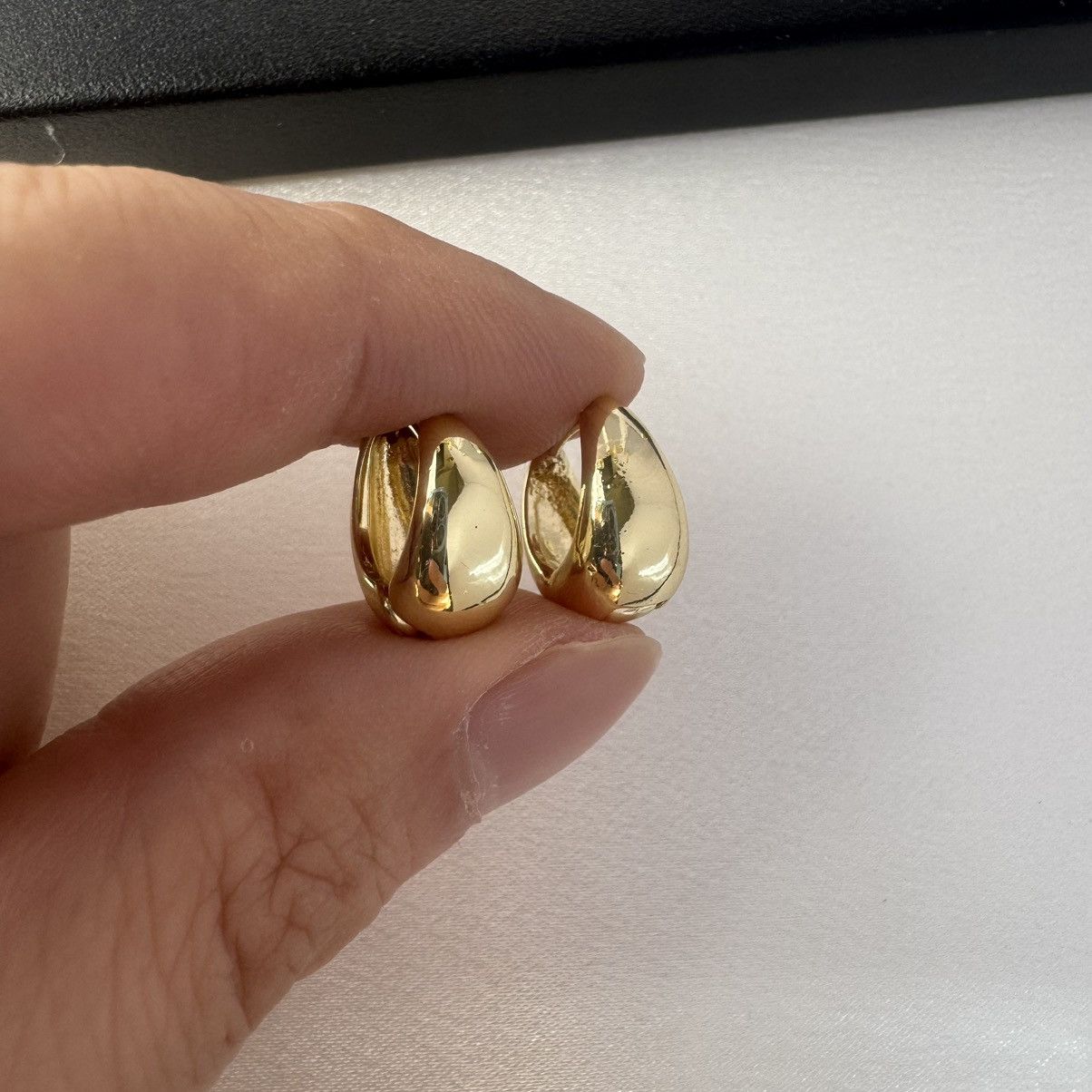 Designer Teardrop Shape Small Gold Hoop Earrings for Women Size ONE SIZE - 5 Thumbnail