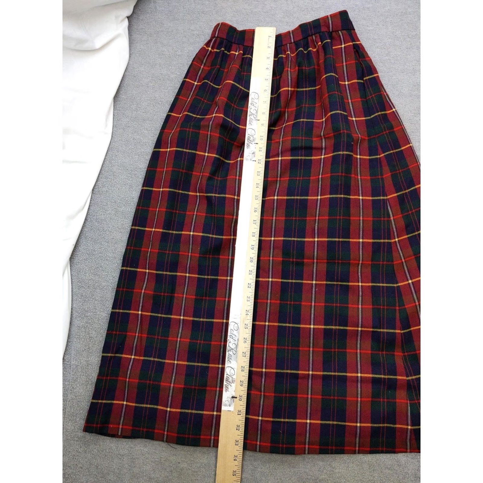 Vintage Vtg Point Of View Skirt Womens 8 Red Plaid Wool Long Pleated Button Front Lined Size 30" / US 8 / IT 44 - 5 Thumbnail