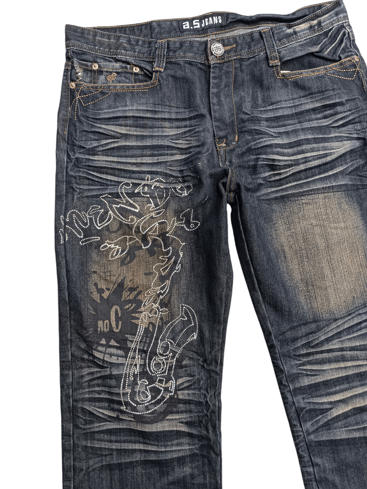 Japanese Brand RARE 🔥 A.S Aston Jeans Whiskers Print & Embroidery Denim Size US 36 / EU 52 - 5 Thumbnail