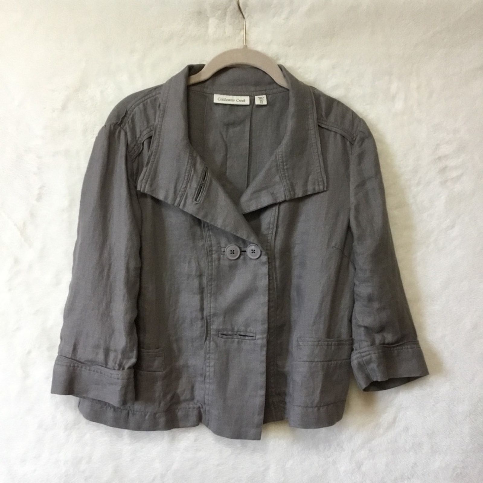 Coldwater Creek Coldwater Creek Gray Linen Jacket Size S / US 4 / IT 40 - 1 Thumbnail