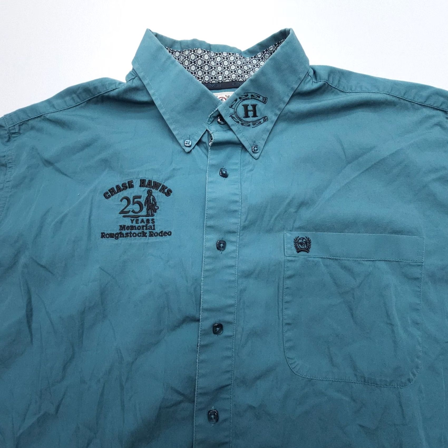 Vintage Cinch Long Sleeve Shirt Mens Large Chase Hawks Rodeo Western Flip Cuff Workwear Size US L / EU 52-54 / 3 - 7 Thumbnail