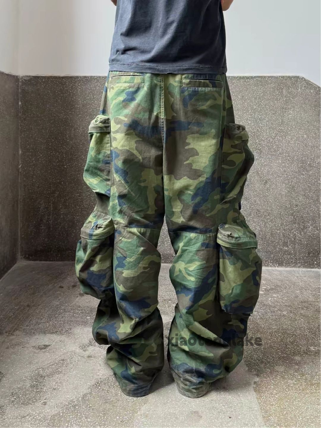 Vintage zx vintage wide Leg loose ripped damaged camo pants | Grailed
