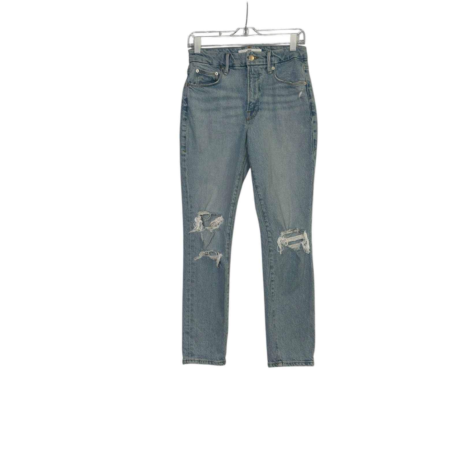 Good American Good American x Zara blue distressed jeans size 4 Size 27" / US 4 / IT 40 - 7 Thumbnail
