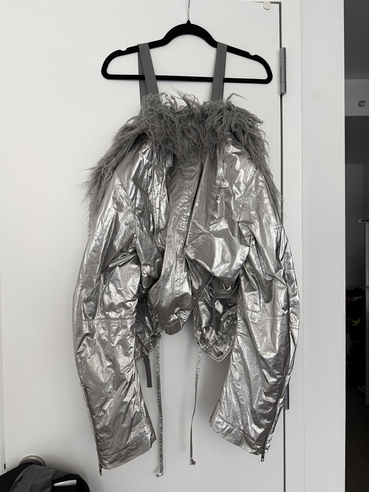 Helmut Lang Helmut Lang Biker Jacket in Silver Size L / US 10 / IT 46 - 3 Thumbnail