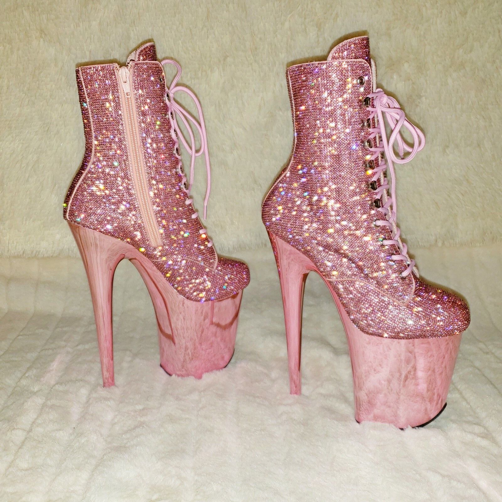 Other Flamingo CHRS Bejeweled Rhinestone 8" Heel Platform Ankle Bo Size US 6 / IT 36 - 8 Thumbnail