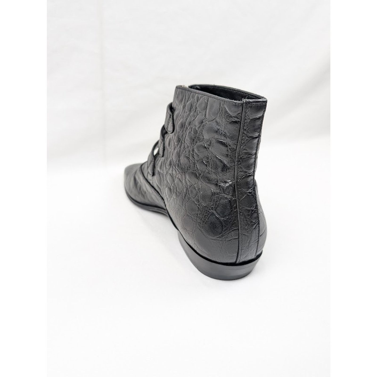 Saint Laurent Paris o1rshd1 Goth 15 Zip Buckle Boots Fake Cocco Yankee in Nero Size US 8.5 / EU 41-42 - 11 Thumbnail