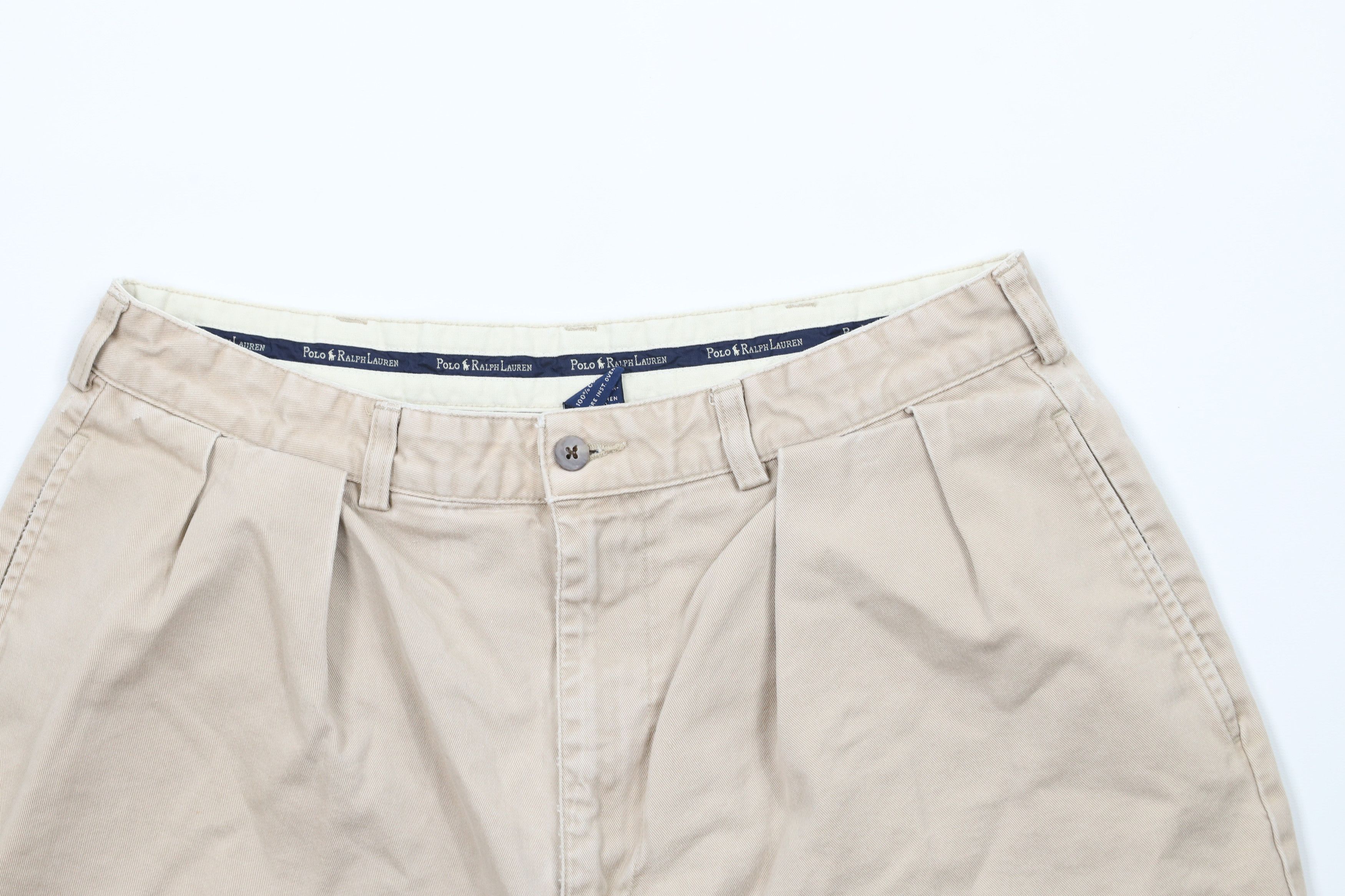 Ralph Lauren × Vintage Vintage 90s Ralph Lauren Above Knee Chino Shorts Beige Size US 32 / EU 48 - 2 Thumbnail