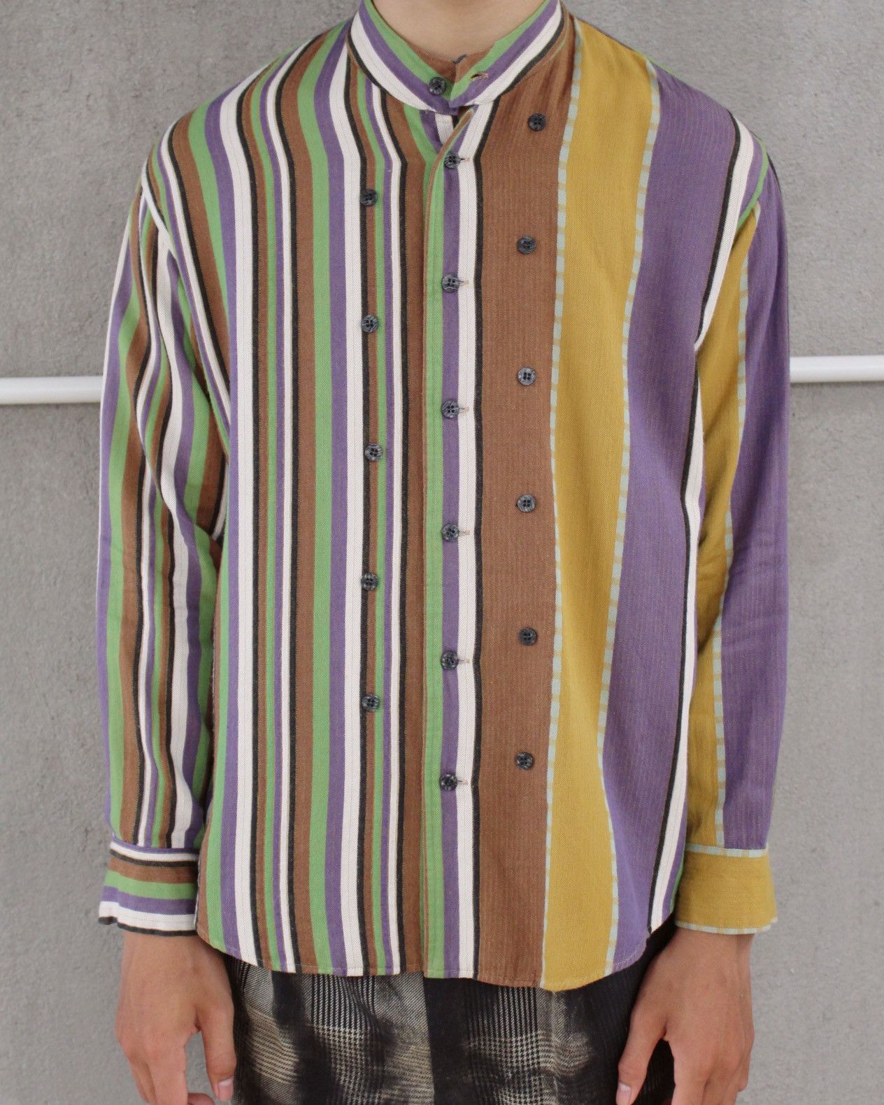 Kansai Yamamoto × Vintage 1990S KANSAI PROFUMO COLLARLESS SHIRT Size US M / EU 48-50 / 2 - 2 Thumbnail