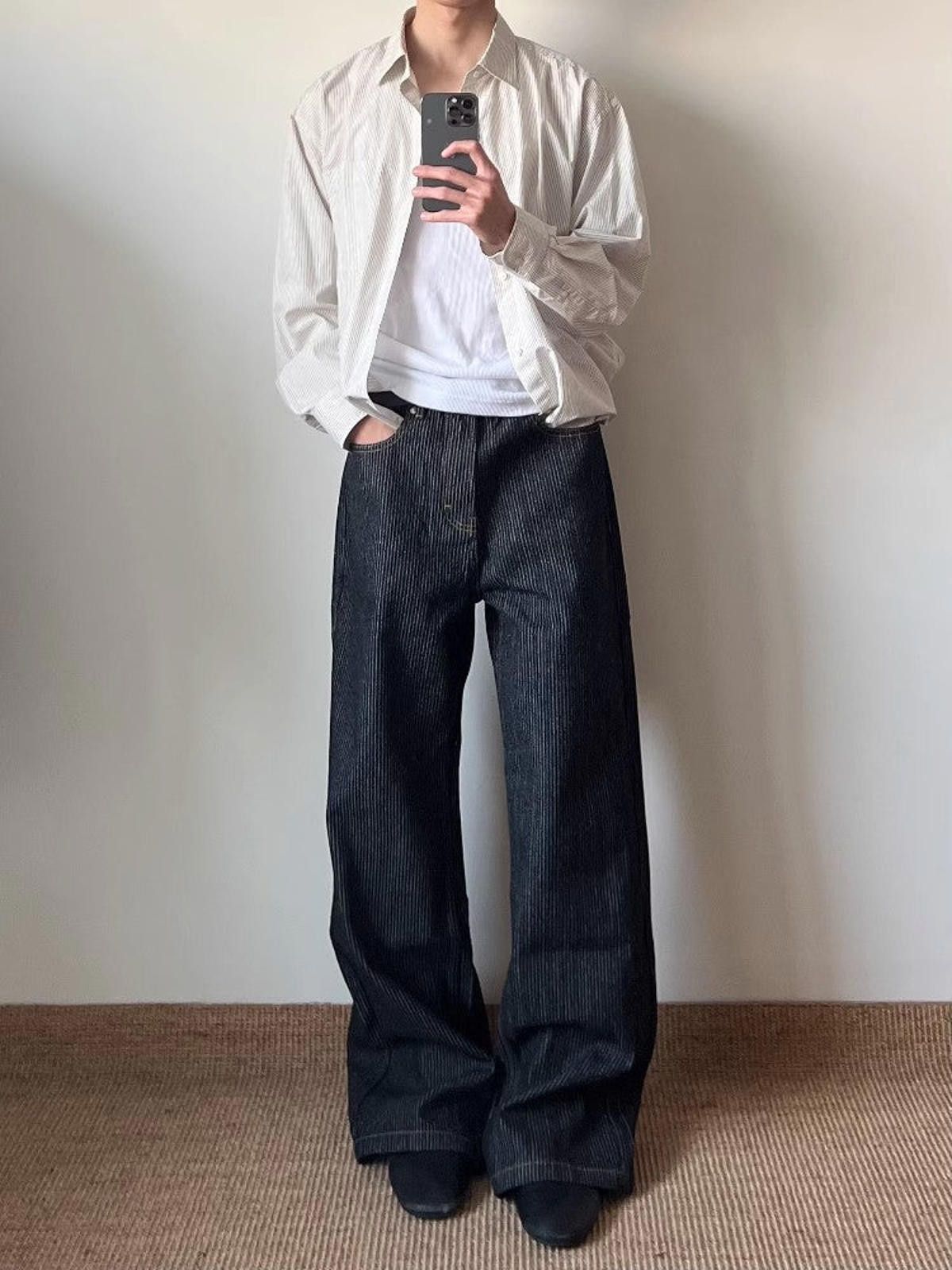 Japanese Brand Baggy Wide Leg Selvedge Raw Denim Jeans Size US 30 / EU 46 - 1 Thumbnail