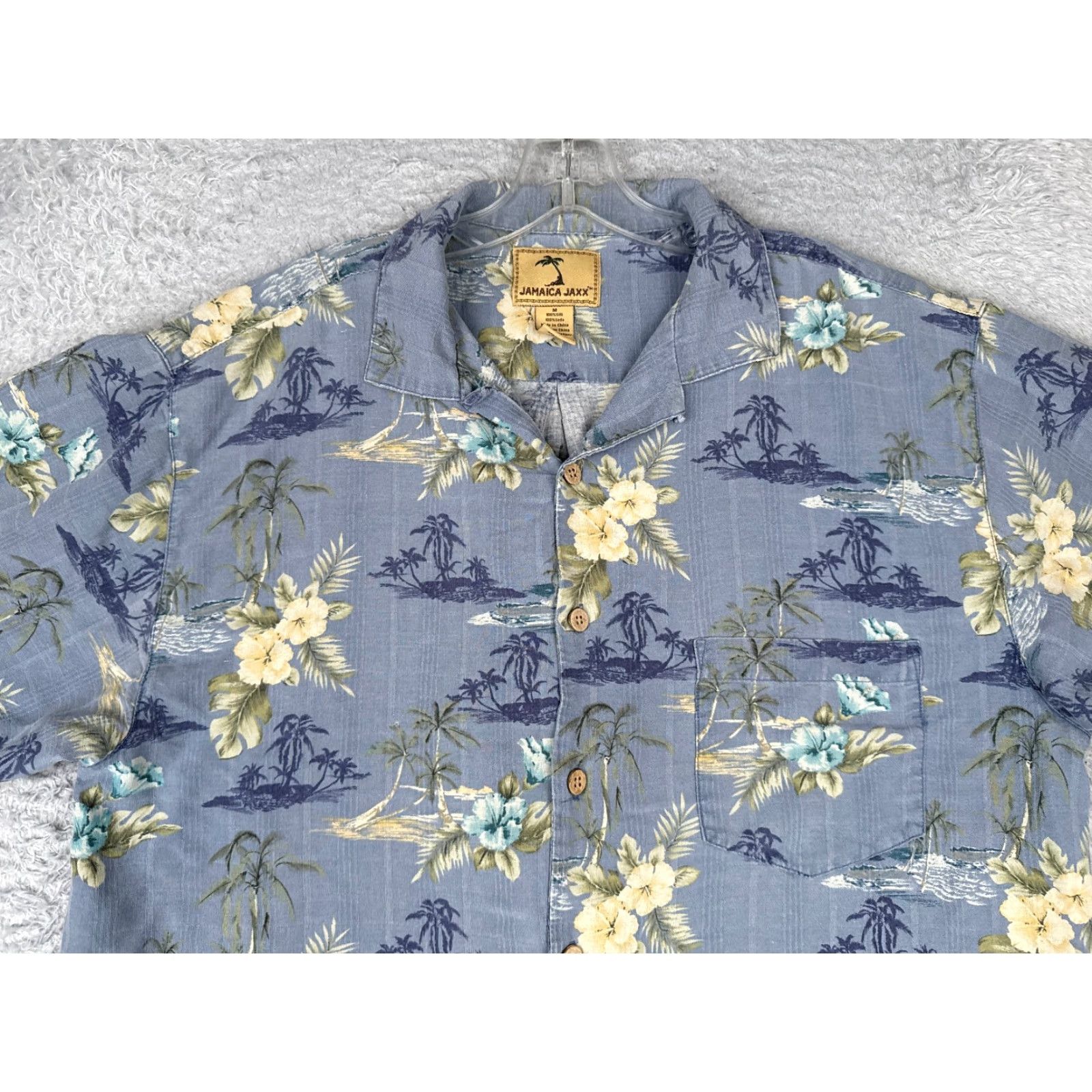 Vintage Jamaica Jaxx Shirt Men M Blue Floral 100% Silk Button Up Hawaiian Pocket Size US M / EU 48-50 / 2 - 4 Thumbnail