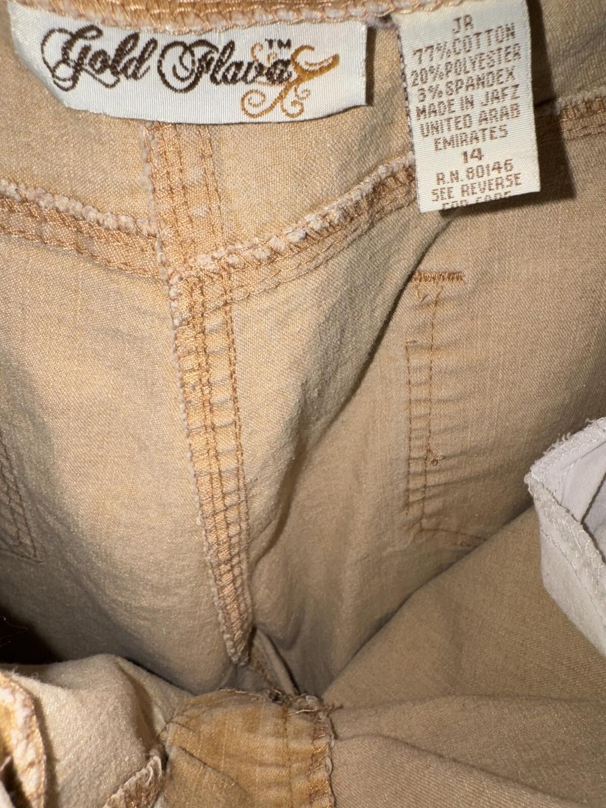 Unknown London Gold Flava Juniors 14 Tan Mustard Straight Leg Stretch Pants Size 24" / US 00 / IT 34 - 4 Thumbnail