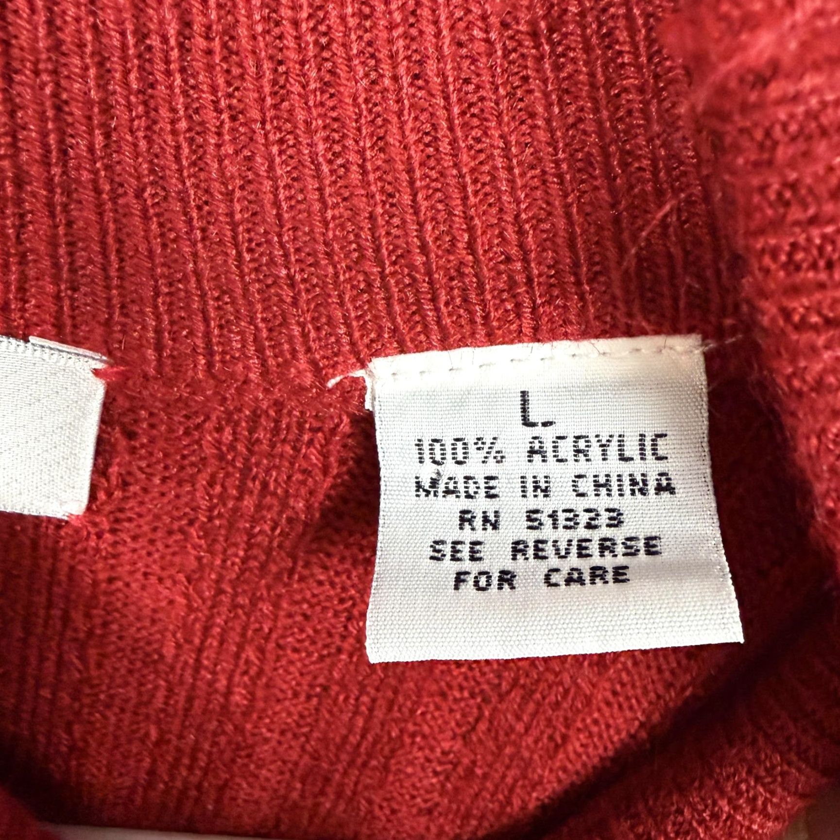 Vintage VINTAGE Chaus Sweater Womens L Red Knit Pullover Mock Neck 90s Preppy Ribbed Office Solid Knitwear Size L / US 10 / IT 46 - 5 Thumbnail