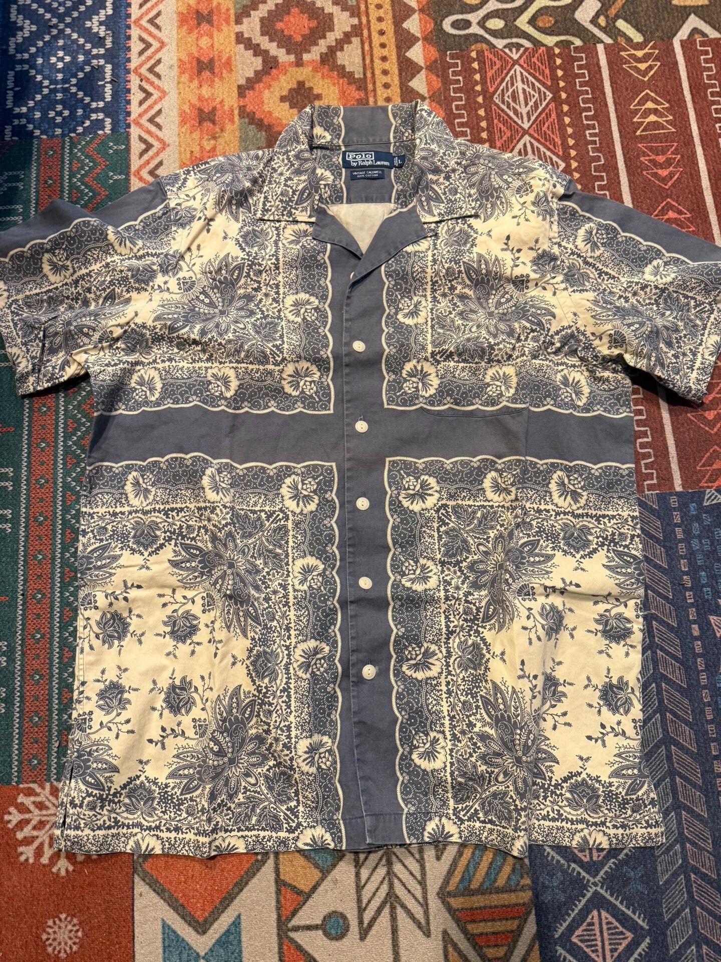 Polo Ralph Lauren Ralph Lauren Vintage Paisley Cuban Collar Shirt Size US L / EU 52-54 / 3 - 1 Thumbnail