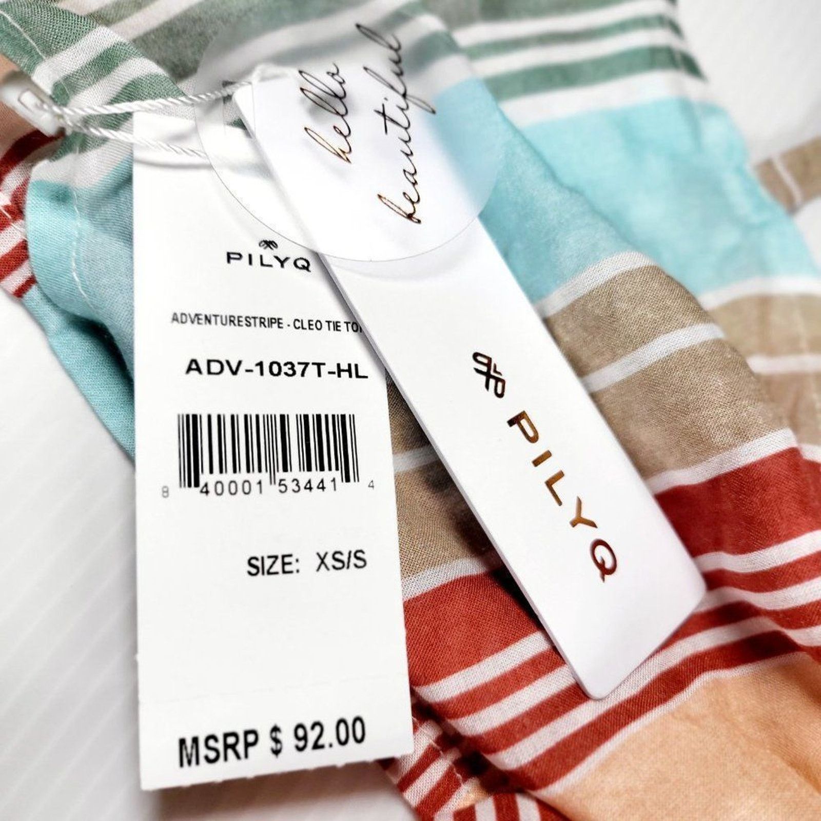 Other NWT PILYQ x Helen‎ Owen Tie-Front Top Multi Striped M/L Size ONE SIZE - 4 Thumbnail