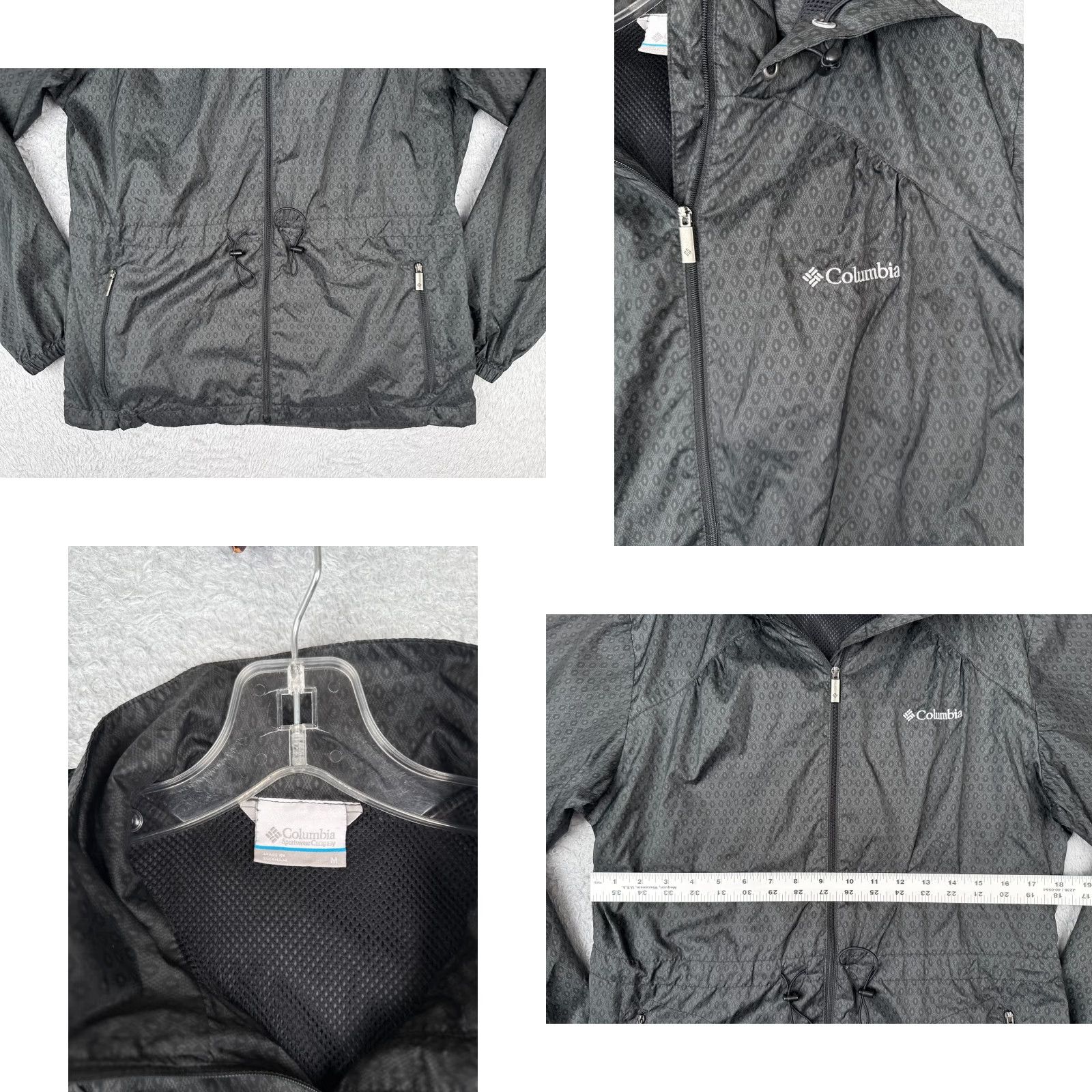 Rains Columbia Jacket Womens Medium Gray Windbreaker Hooded Full Zip Nylon Shell Size M / US 6-8 / IT 42-44 - 8 Thumbnail