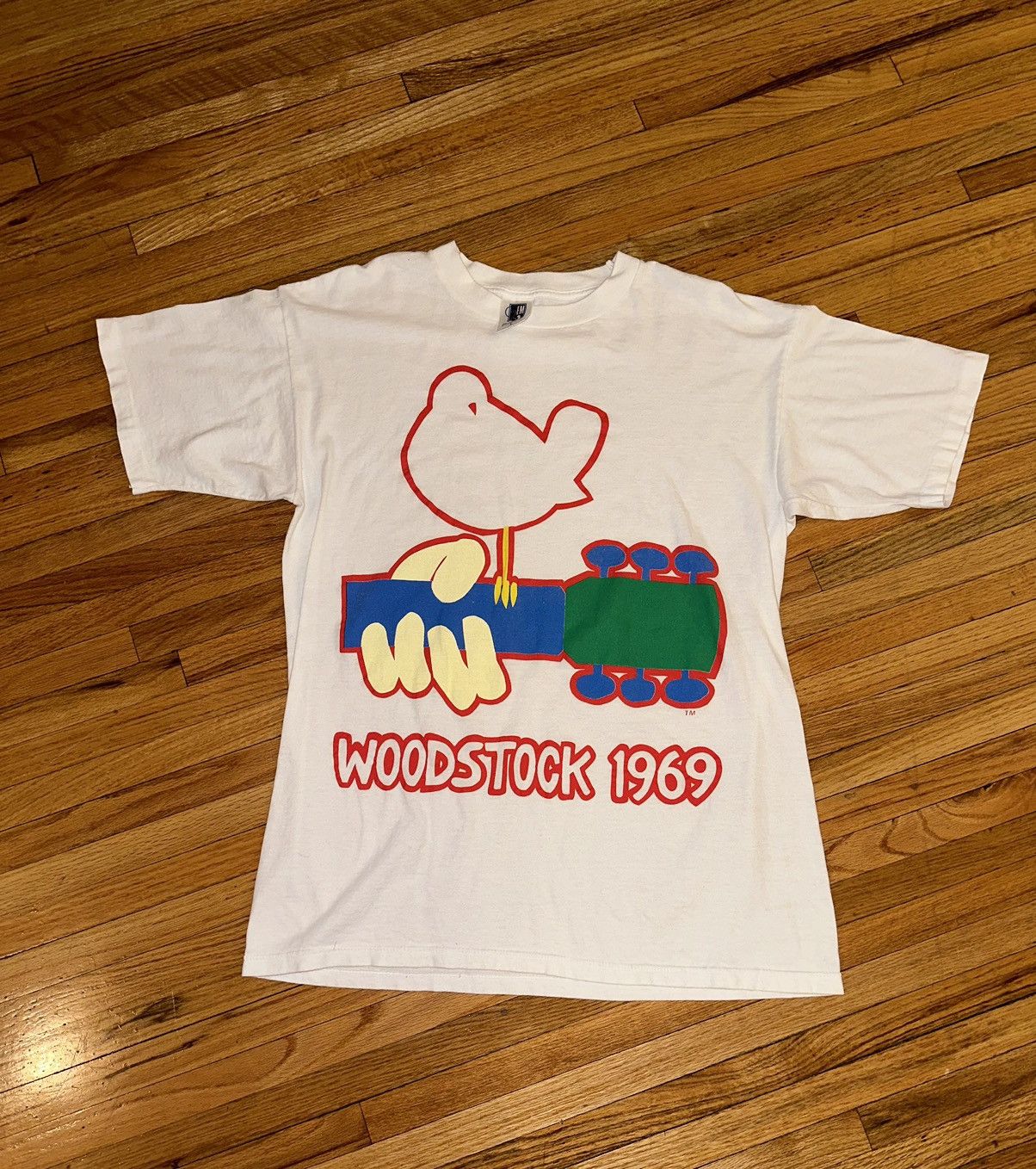image of Band Tees x Tour Tee Vintage 90’S Woodstock 1969 T-Shirt in White, Men's (Size Large)