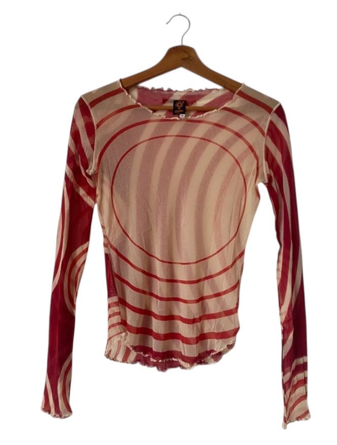 Jean Paul Gaultier × Vintage Jean Paul Gaultier Mesh Top Printed Dress Jacket Coat EX0075 Size L / US 10 / IT 46 - 1 Thumbnail